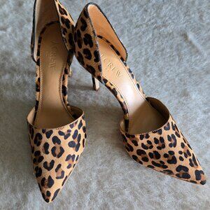 NEW J Crew Calf Hair d'Orsay Leopard Heels Size 6